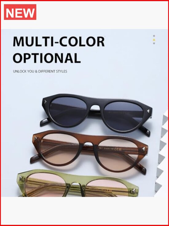 Retro Oval Cat Eye Sunglasses Women UV400 Protection Narrow Shades main image 4